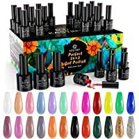 Esmaltes Semipermanentes- Kastiny 24 Colores Purpurina Arcoíris Colección Pintauñas Semipermanente con Base- Capa…